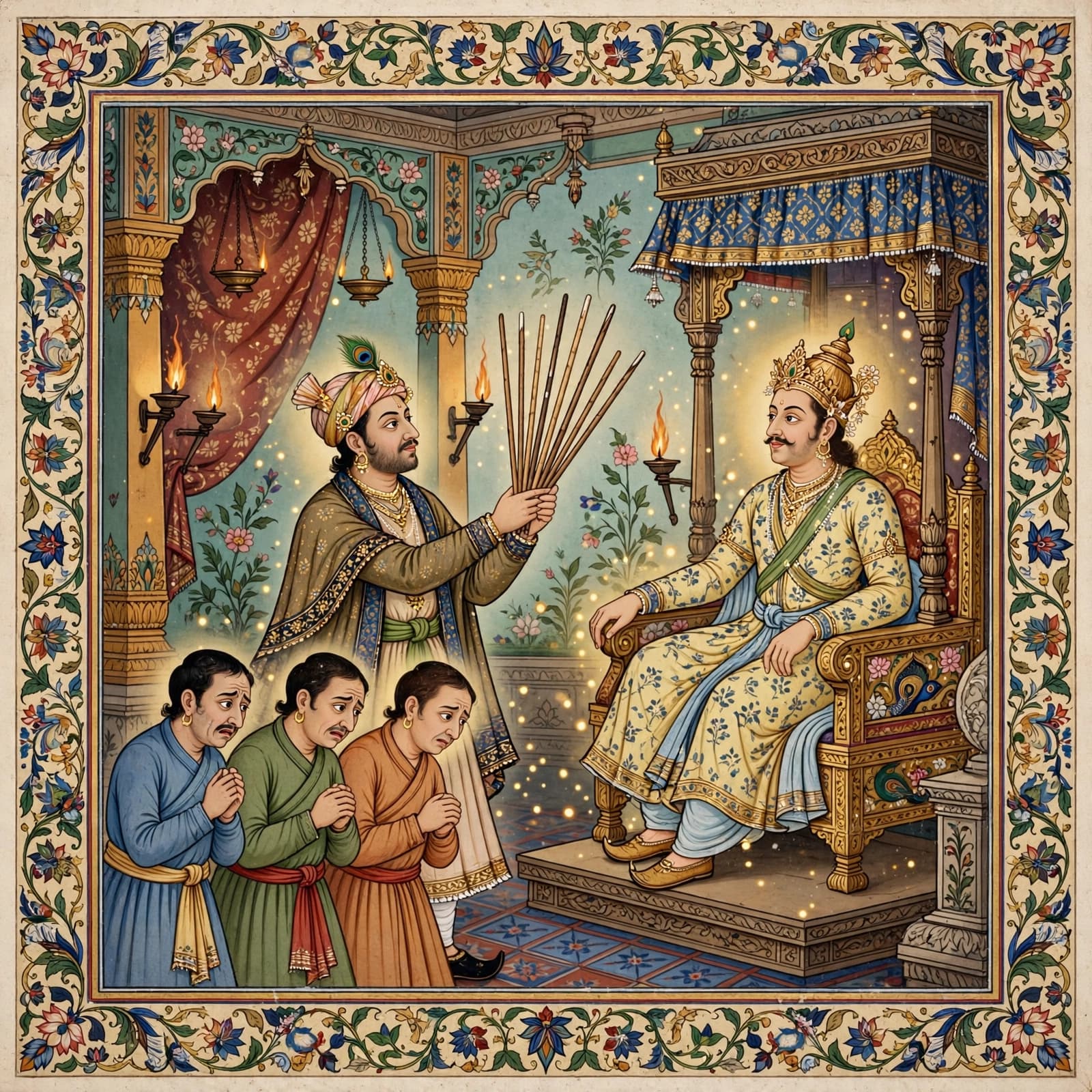 Birbal aur chori ki angoothi: Badhne waali laathiyaan